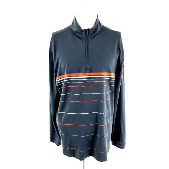 Under Armour Coldgear Infared Gray Orange‎ Striped 1/4 Zip Long Sleeve Large - Picture 1 of 15
